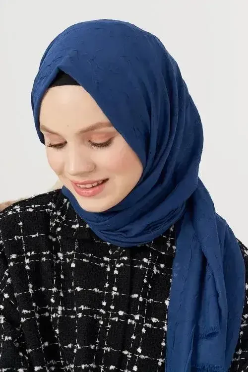 Bambu Kraş Şal - Kot Mavi - MADAME POLO