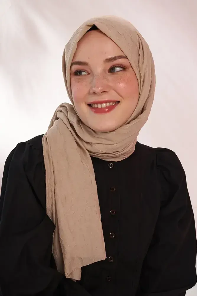 Rabia Hundi Bambu Kraş Şal - Koyu Bej - 5