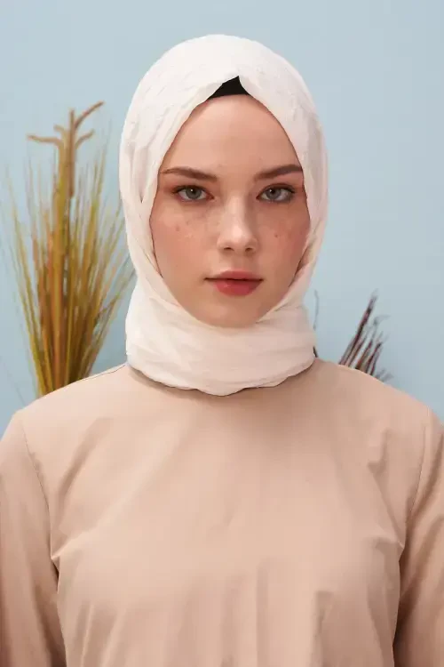 Bambu Kraş Şal - Krem 