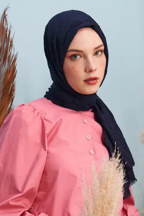 Bambu Kraş Şal - Lacivert 