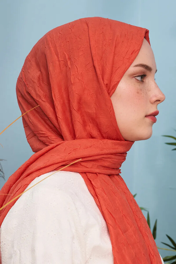 Kübra Koç Bambu Kraş Şal - Mercan - MADAME POLO