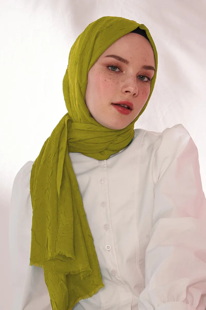 Bambu Kraş Şal - Olive - MADAME POLO