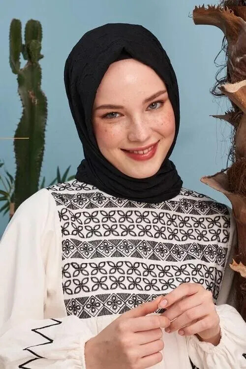 Bambu Kraş Şal - Siyah - MADAME POLO