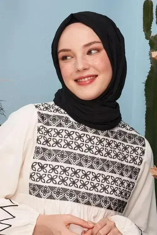 Bambu Kraş Şal - Siyah - MADAME POLO