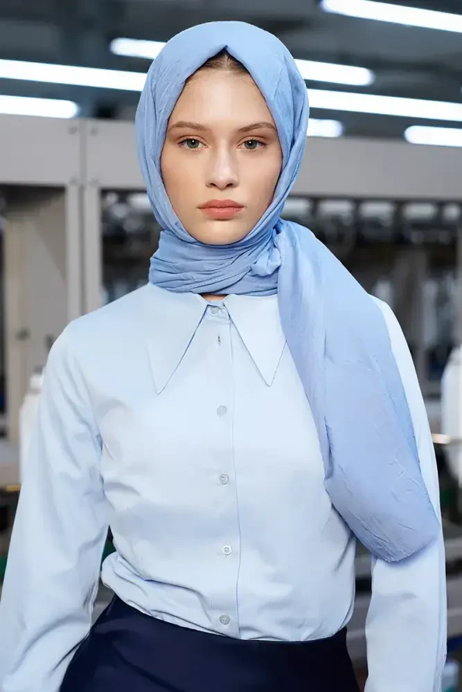 Bambu Kraş Şal - Soft Mavi - MADAME POLO