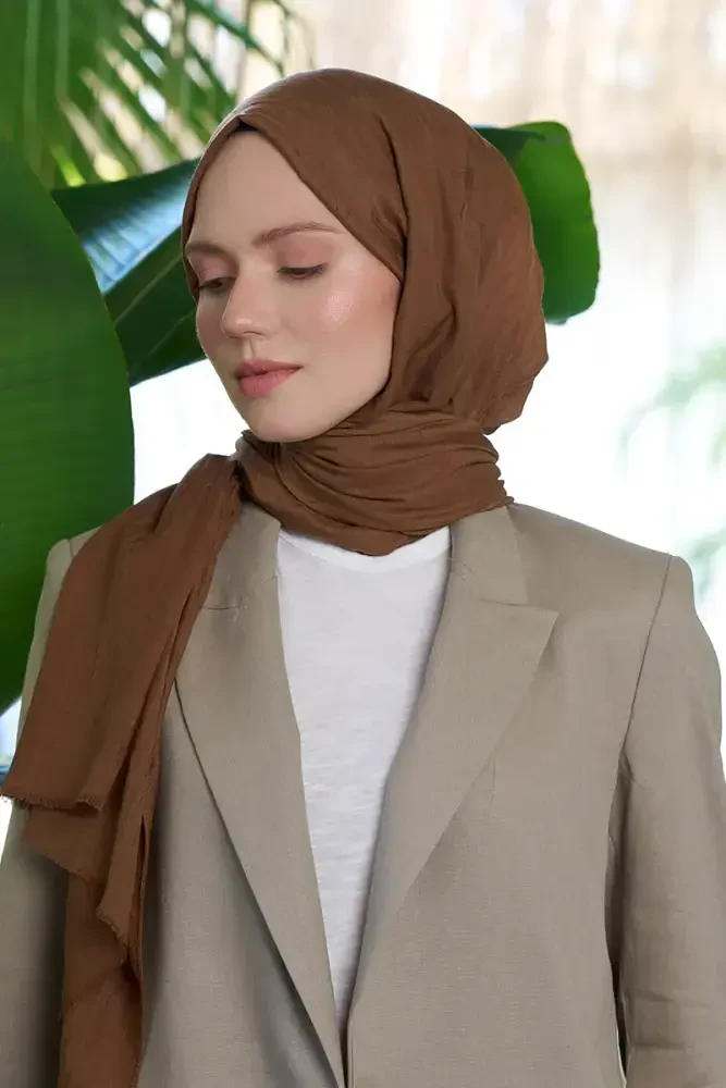 Bambu Kraş Şal - Taba - MADAME POLO