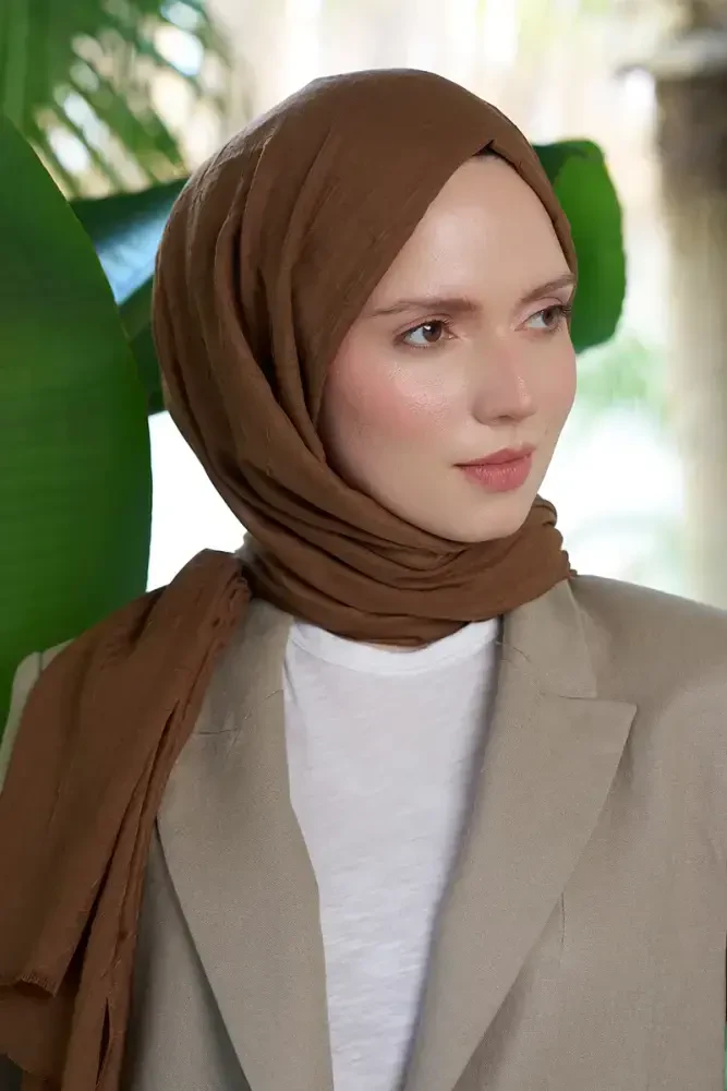 Bambu Kraş Şal - Taba - MADAME POLO