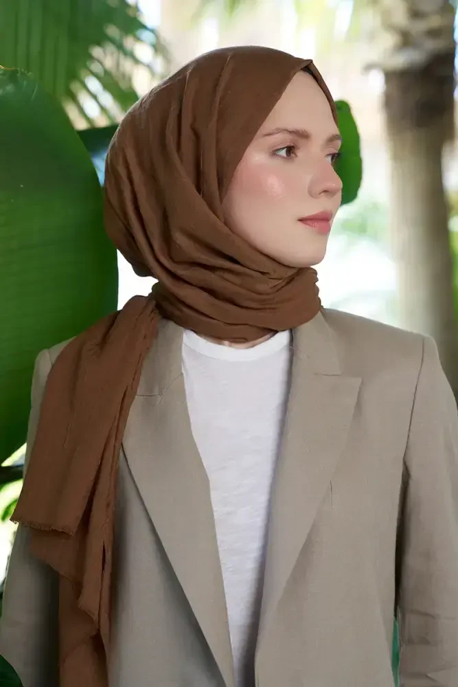 Bambu Kraş Şal - Taba - MADAME POLO