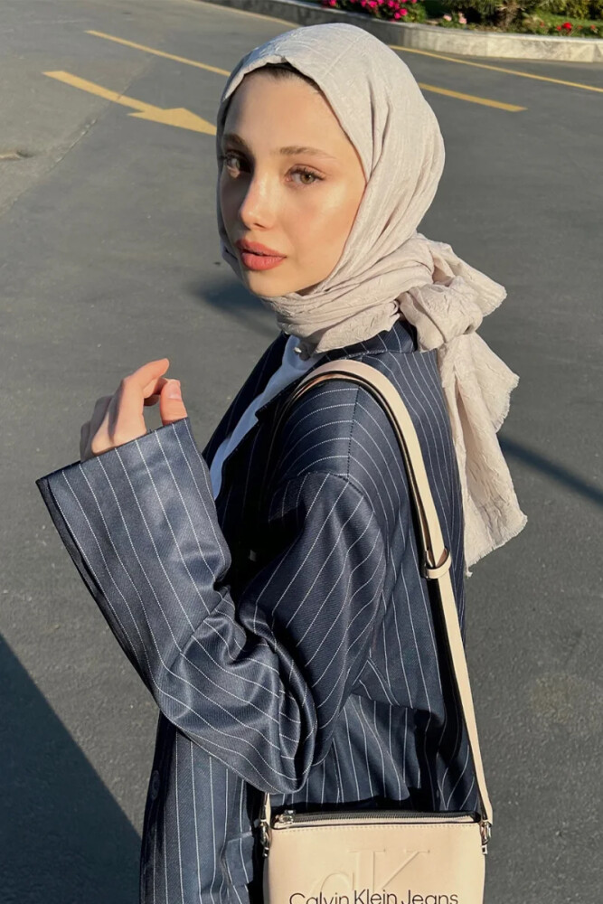 Elif Nur Bambu Kraş Şal - Taş - 1