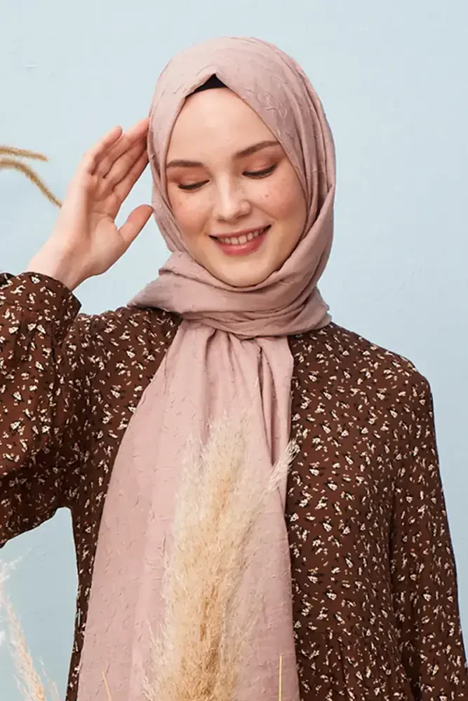 Bambu Kraş Şal - Vizon - MADAME POLO