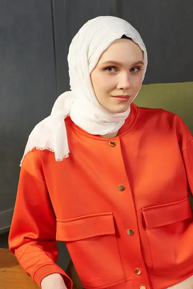 Bambu Pilise Şal - Beyaz - 3