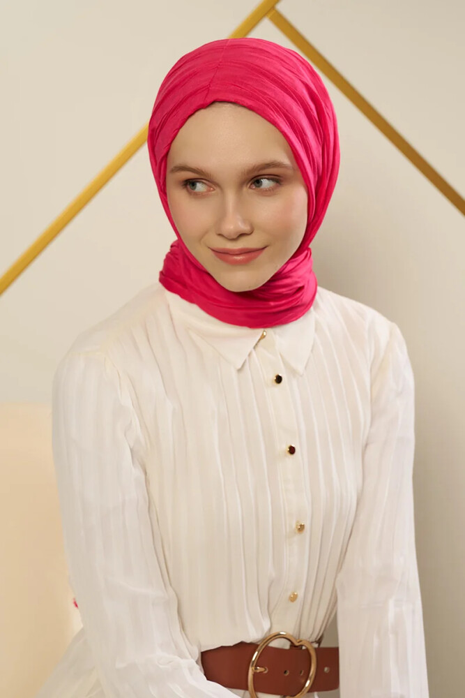 Kübra Koç Bambu Pilise Şal - Fuşya - 3