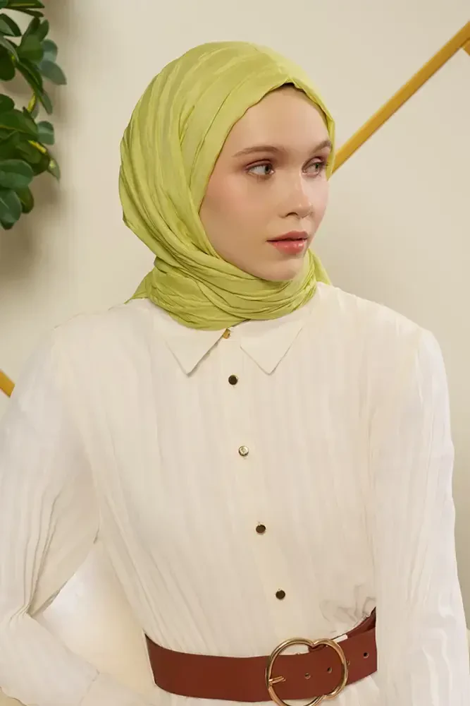 Bambu Pilise Şal - Lime - 4