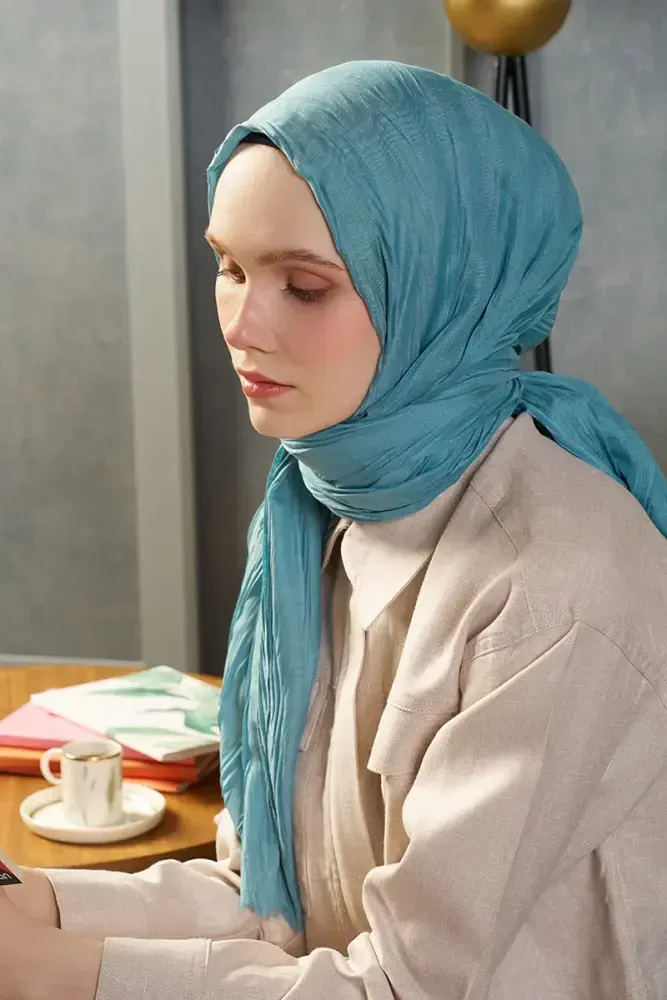 Esra Dutch Bambu Pilise Şal - Okyanus - 3