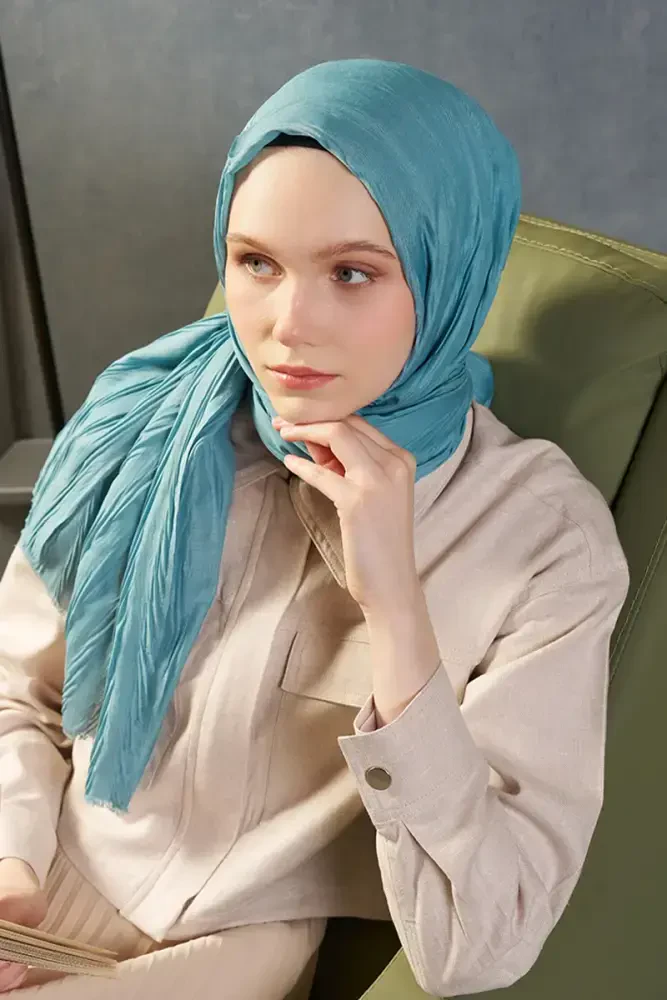Esra Dutch Bambu Pilise Şal - Okyanus - 4