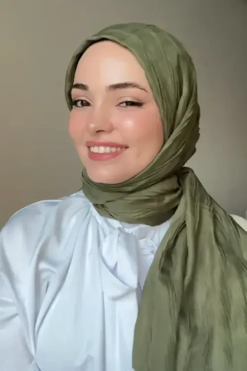 Kübra Koç Bambu Pilise Şal - Olive 