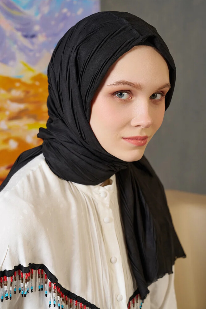 Bambu Pilise Şal - Siyah - 1