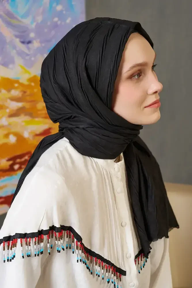 Bambu Pilise Şal - Siyah - 2
