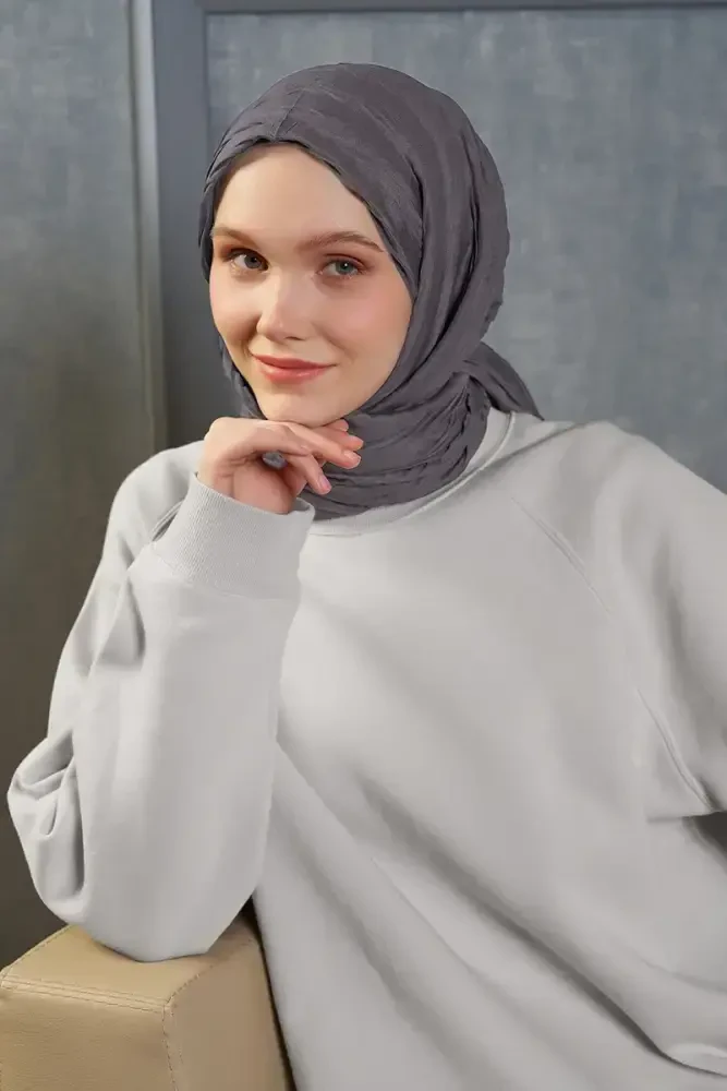 Ahsen Gülpınar Bambu Pilise Şal - Füme - 2