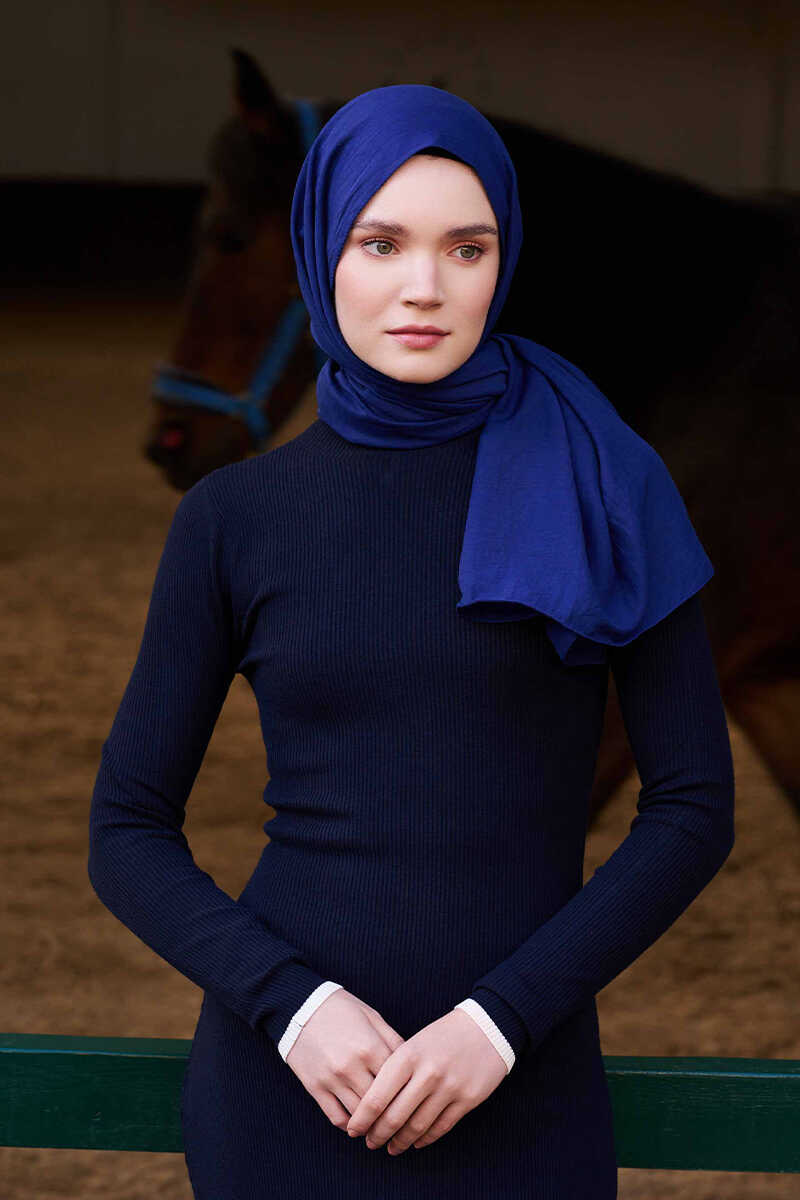 Comfort Pamuk Şal - Koyu Mavi - MADAME POLO