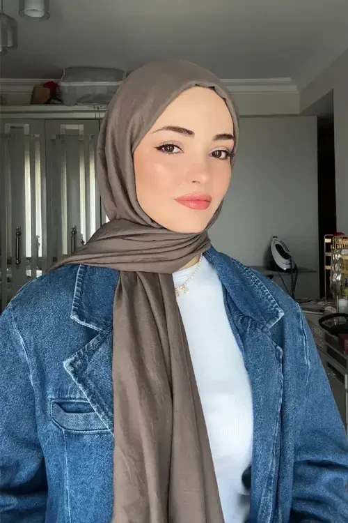 Kübra Koç Comfort Pamuk Şal - Koyu Vizon 