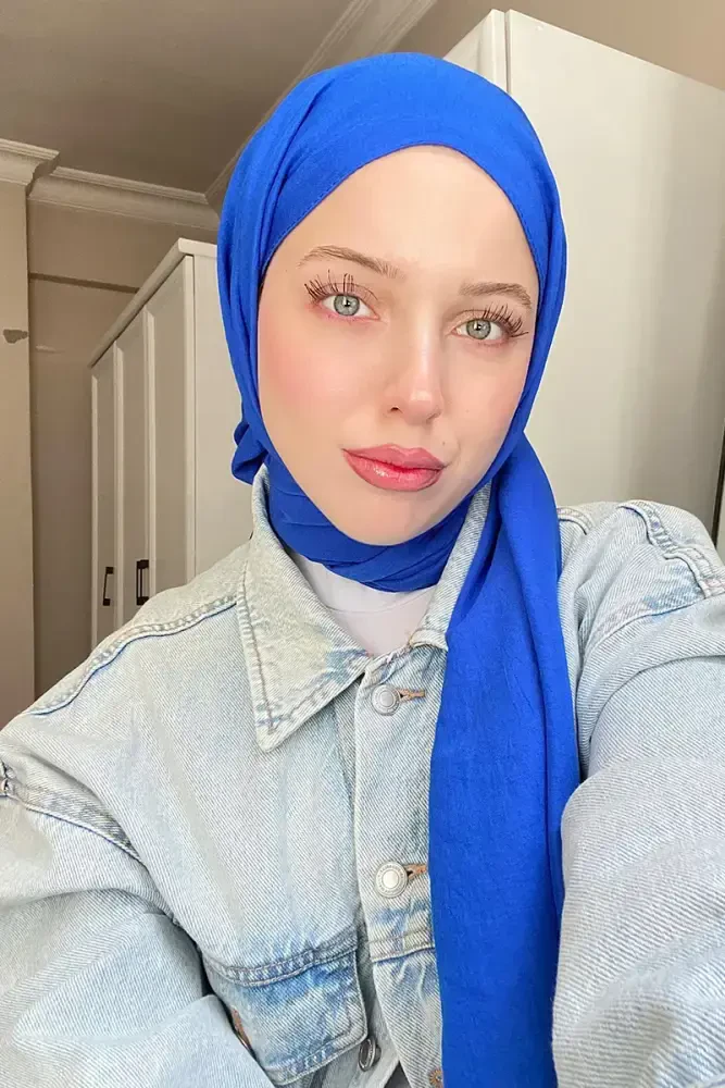 Melike Dinçer Comfort Pamuk Şal - Saks - MADAME POLO