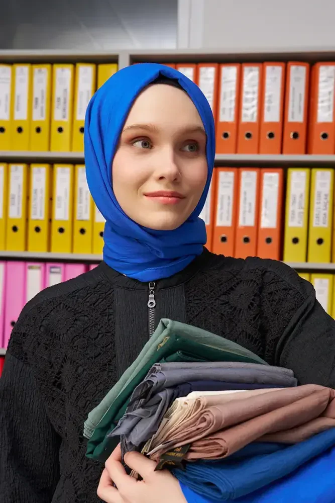 Melike Dinçer Comfort Pamuk Şal - Saks - MADAME POLO