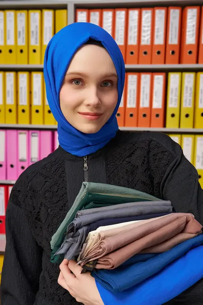 Melike Dinçer Comfort Pamuk Şal - Saks - 2