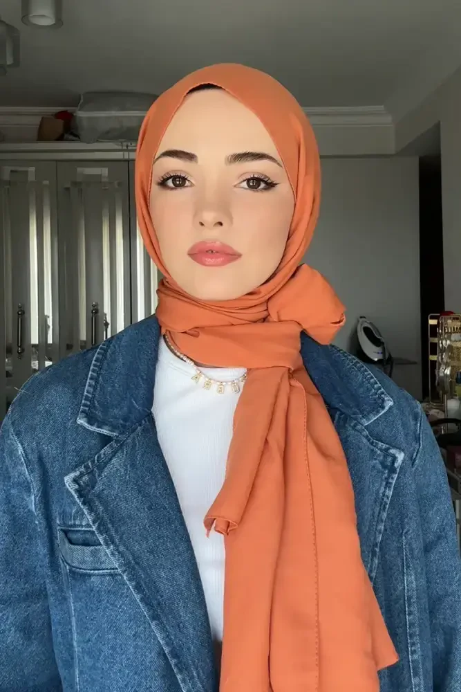 Kübra Koç Comfort Pamuk Şal - Şeftali - MADAME POLO