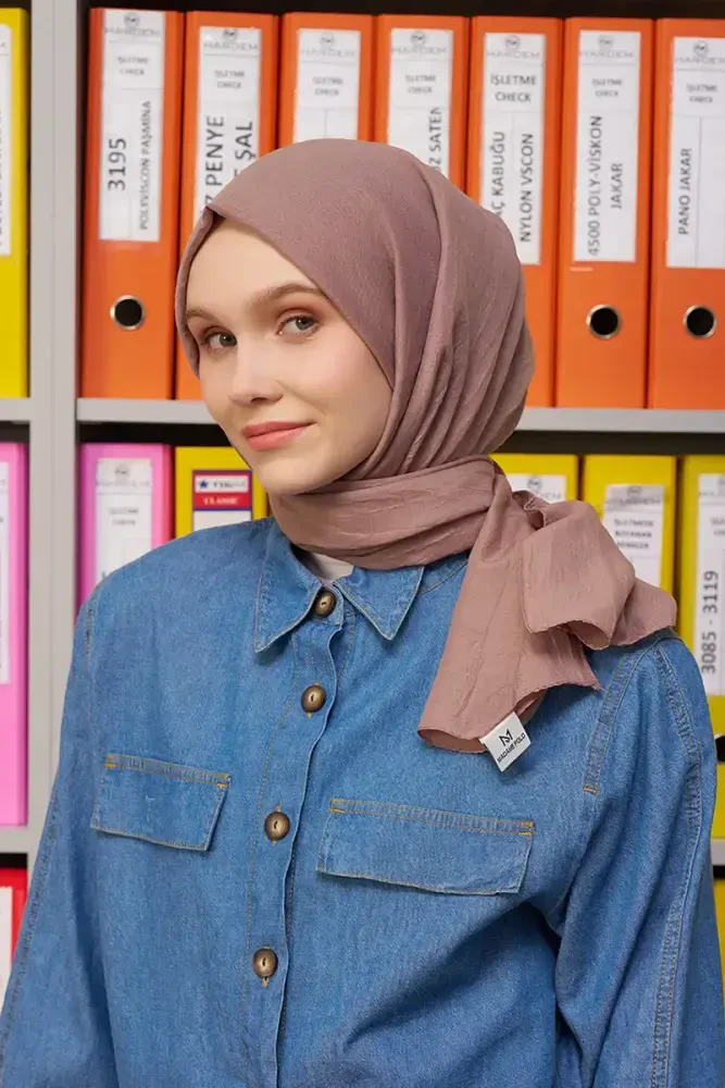 Kübra Koç Comfort Pamuk Şal - Tozlu Kahve - 3