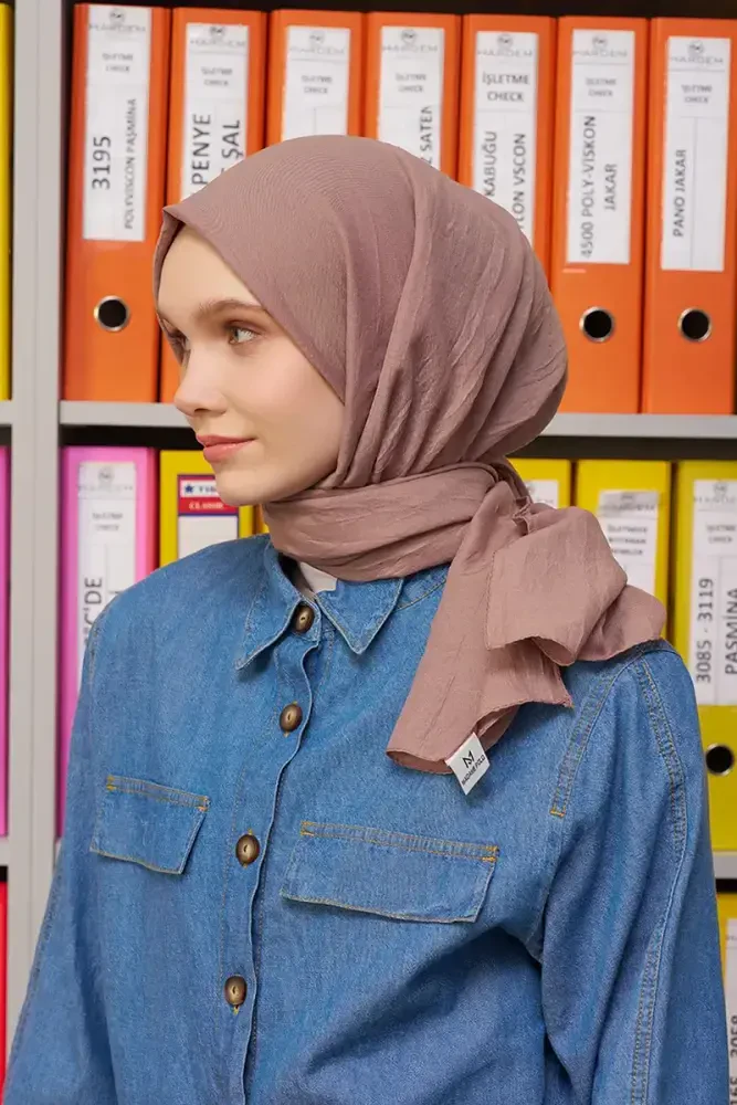 Kübra Koç Comfort Pamuk Şal - Tozlu Kahve - 4