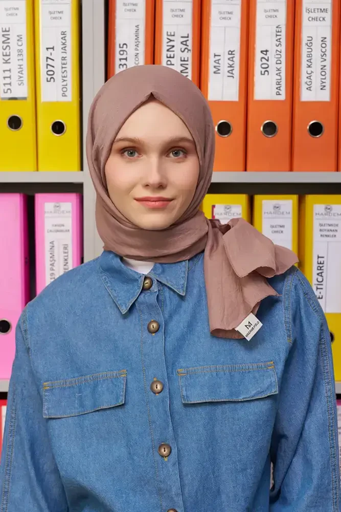 Kübra Koç Comfort Pamuk Şal - Tozlu Kahve - 2