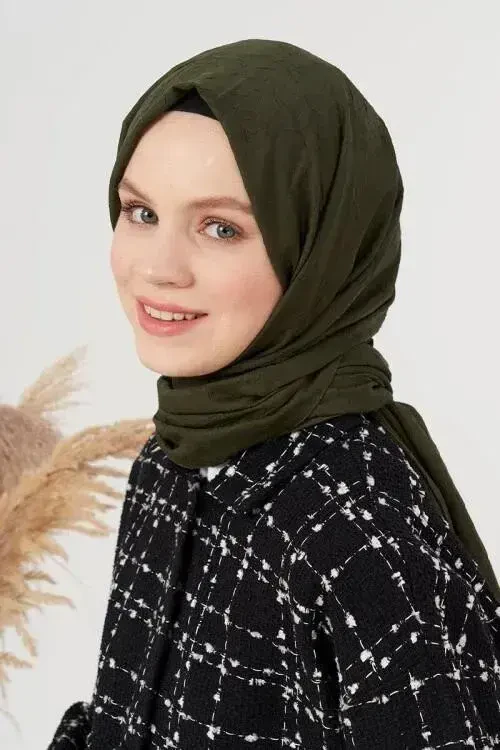 Bambu Kraş Şal - Haki - 2