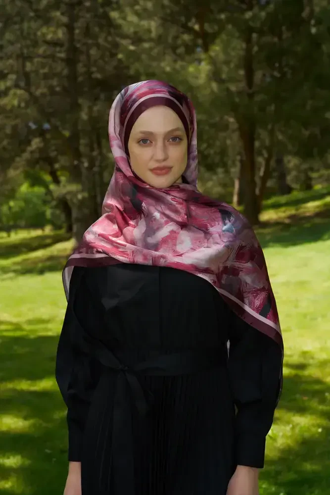 Crystal Flower Desen Şal - Bordo - MADAME POLO