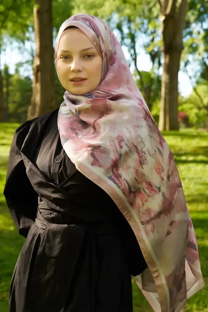 Crystal Flower Desen Şal - Nude - MADAME POLO