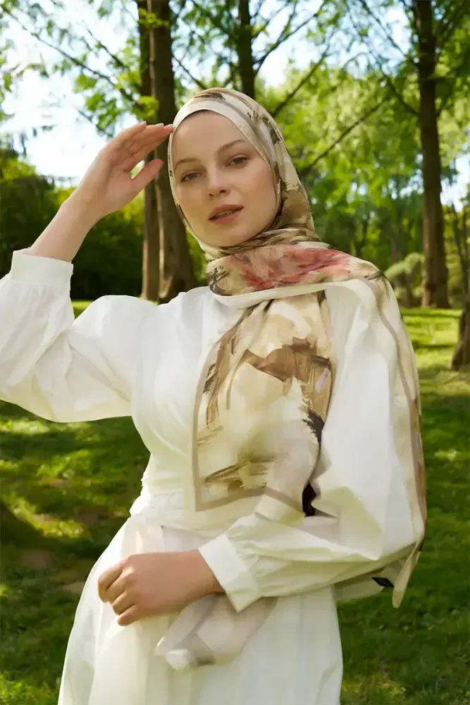 Crystal Flower Desen Şal - Yağ Yeşili - 4