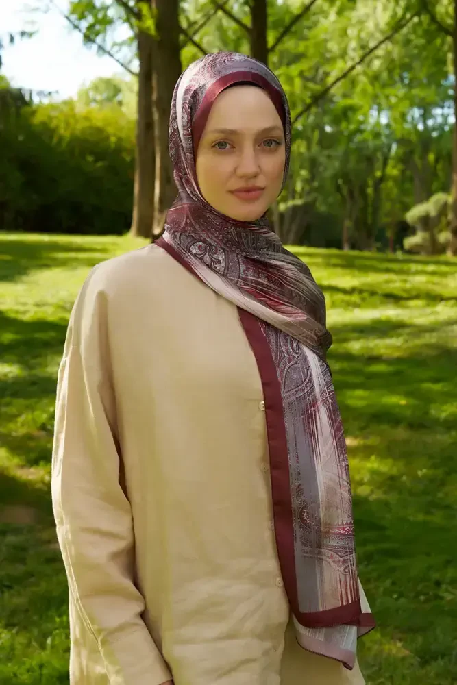 Crystal Hola Desen Şal - Bordo - MADAME POLO