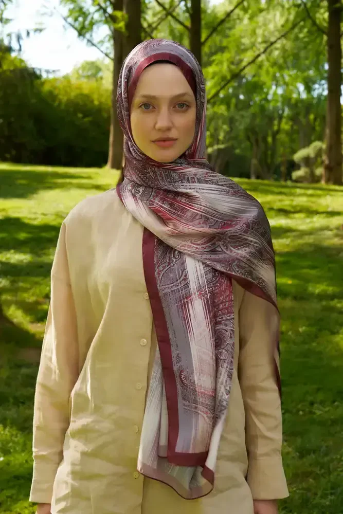 Crystal Hola Desen Şal - Bordo - MADAME POLO