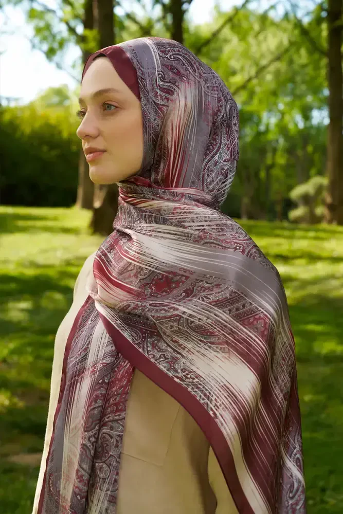 Crystal Hola Desen Şal - Bordo - MADAME POLO