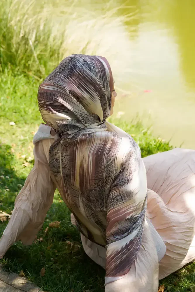 Crystal Hola Desen Şal - Latte - 3