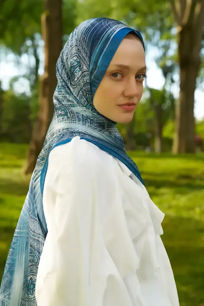 Crystal Hola Desen Şal - Mavi - MADAME POLO