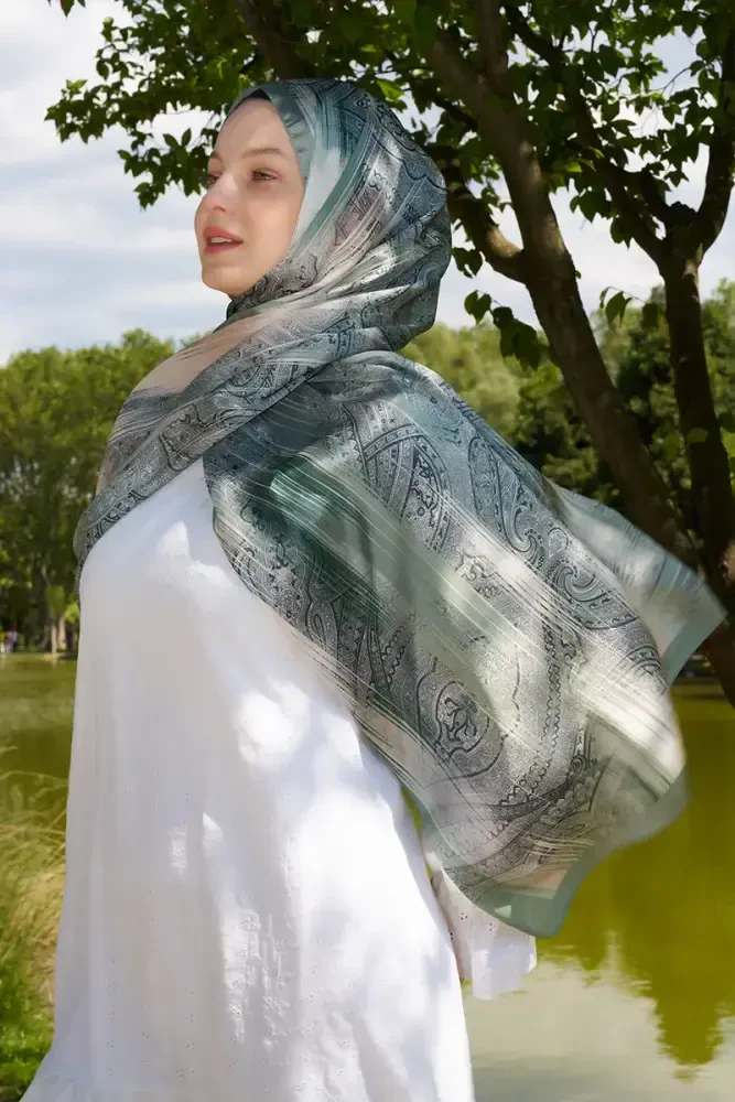 Crystal Hola Desen Şal - Mint - MADAME POLO