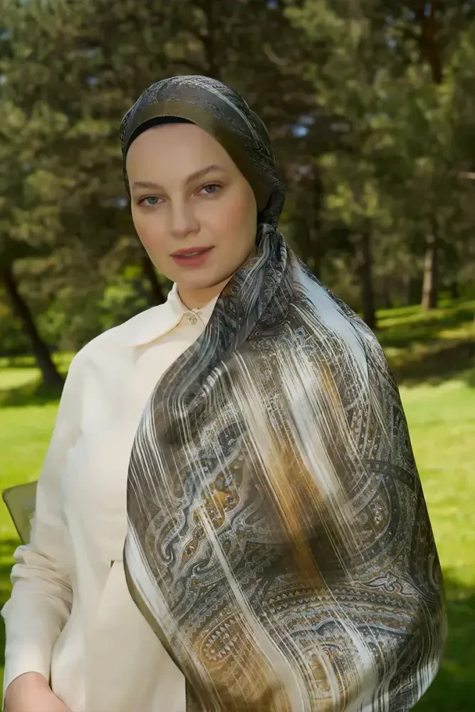 Crystal Hola Desen Şal - Yağ Yeşili - MADAME POLO