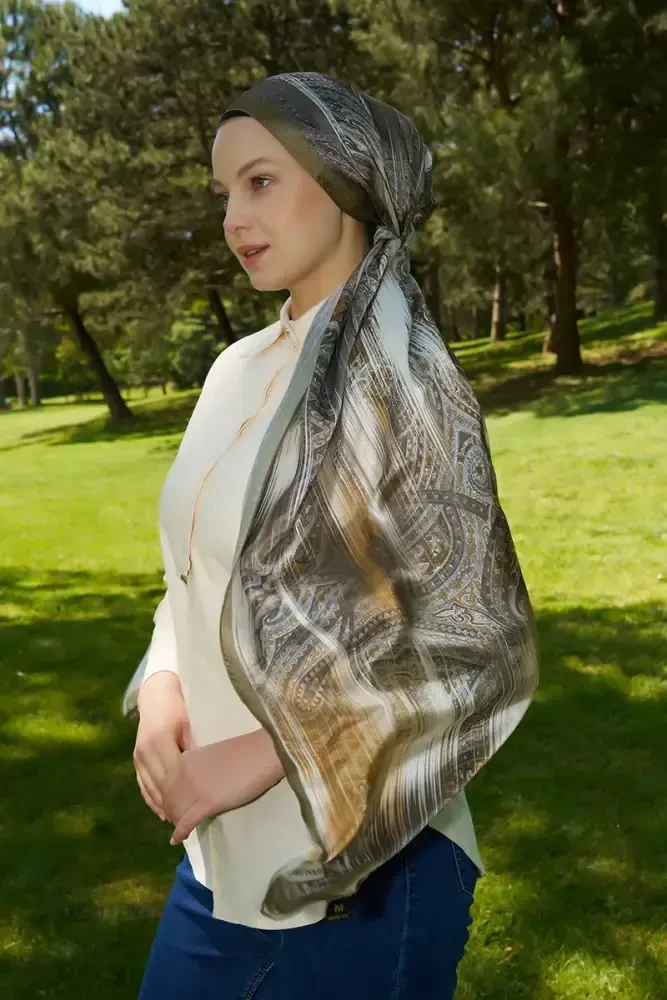 Crystal Hola Desen Şal - Yağ Yeşili - MADAME POLO