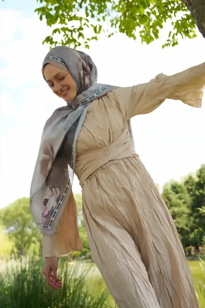 Crystal Perla Desen Şal - Bej - MADAME POLO