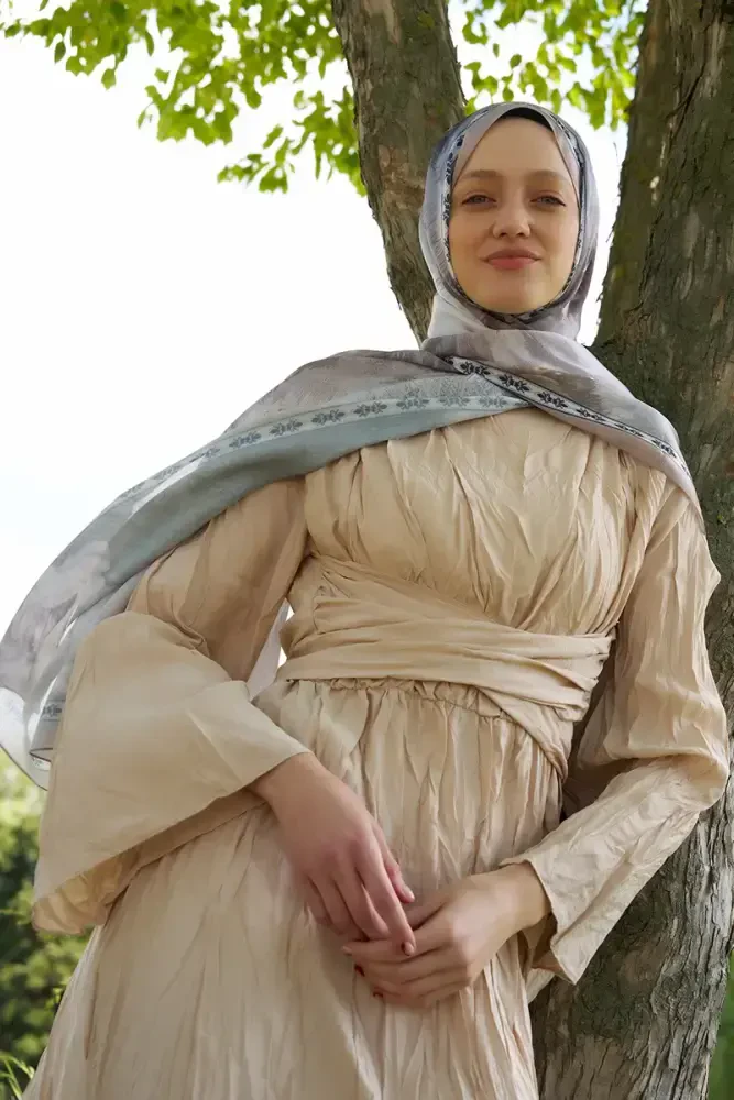 Crystal Perla Desen Şal - Bej - 1