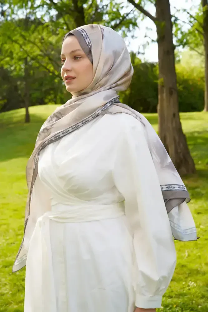 Crystal Perla Desen Şal - Haki - MADAME POLO