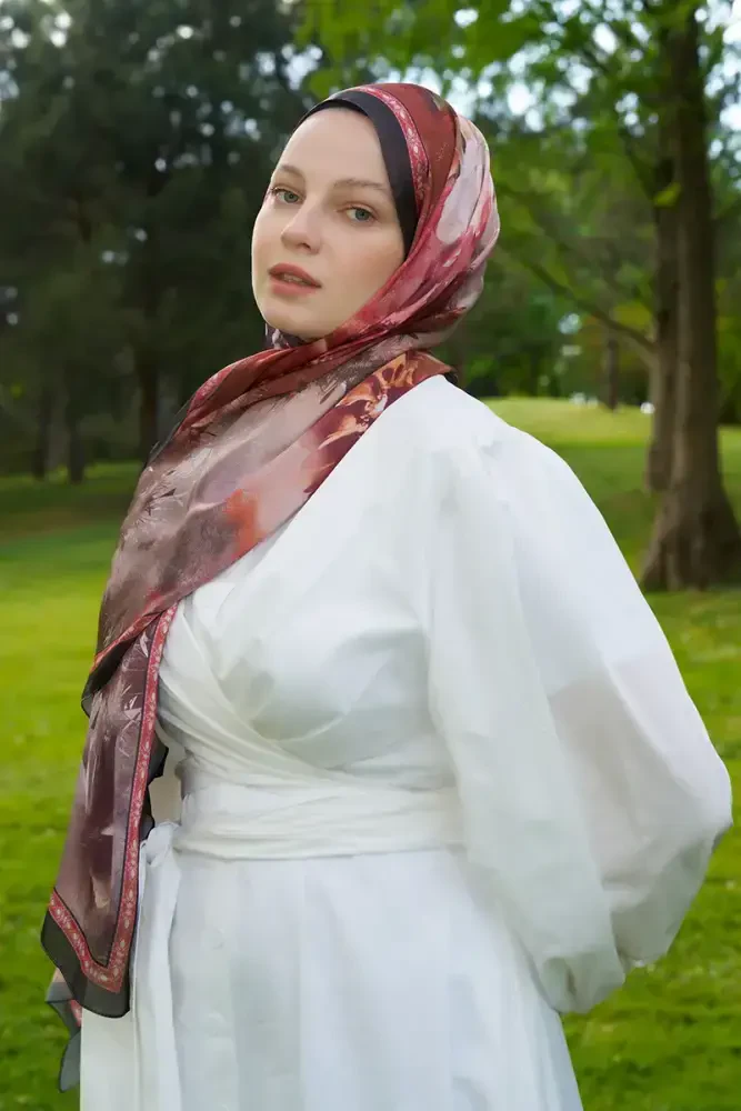 Crystal Perla Desen Şal - Kiremit - MADAME POLO