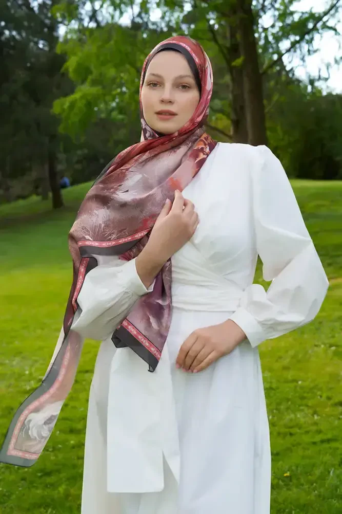 Crystal Perla Desen Şal - Kiremit - MADAME POLO