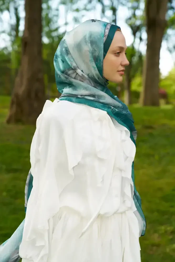 Crystal Perla Desen Şal - Petrol - MADAME POLO